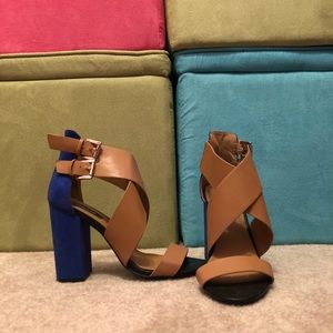 Blue and tan heels
